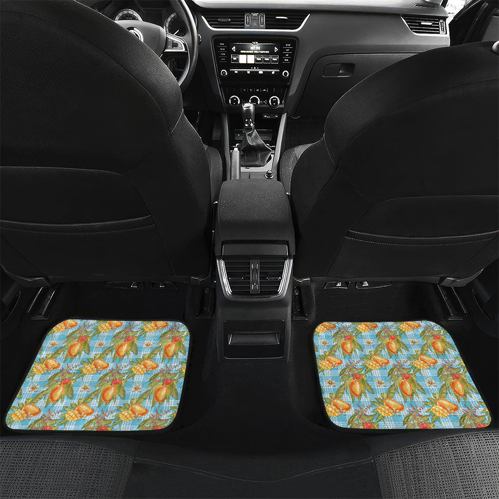 Vintage Hawaii Mango Car Mats Blue Hawaiian Palaka LT05 Set 2pcs - Back Blue - Polynesian Pride