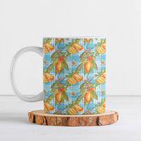 Vintage Hawaii Mango Ceramic Mug Blue Hawaiian Palaka LT05 Blue - Polynesian Pride