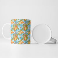 Vintage Hawaii Mango Ceramic Mug Blue Hawaiian Palaka LT05 - Polynesian Pride