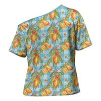 Vintage Hawaii Mango Cross Shoulder Shirt Blue Hawaiian Palaka LT05 - Polynesian Pride