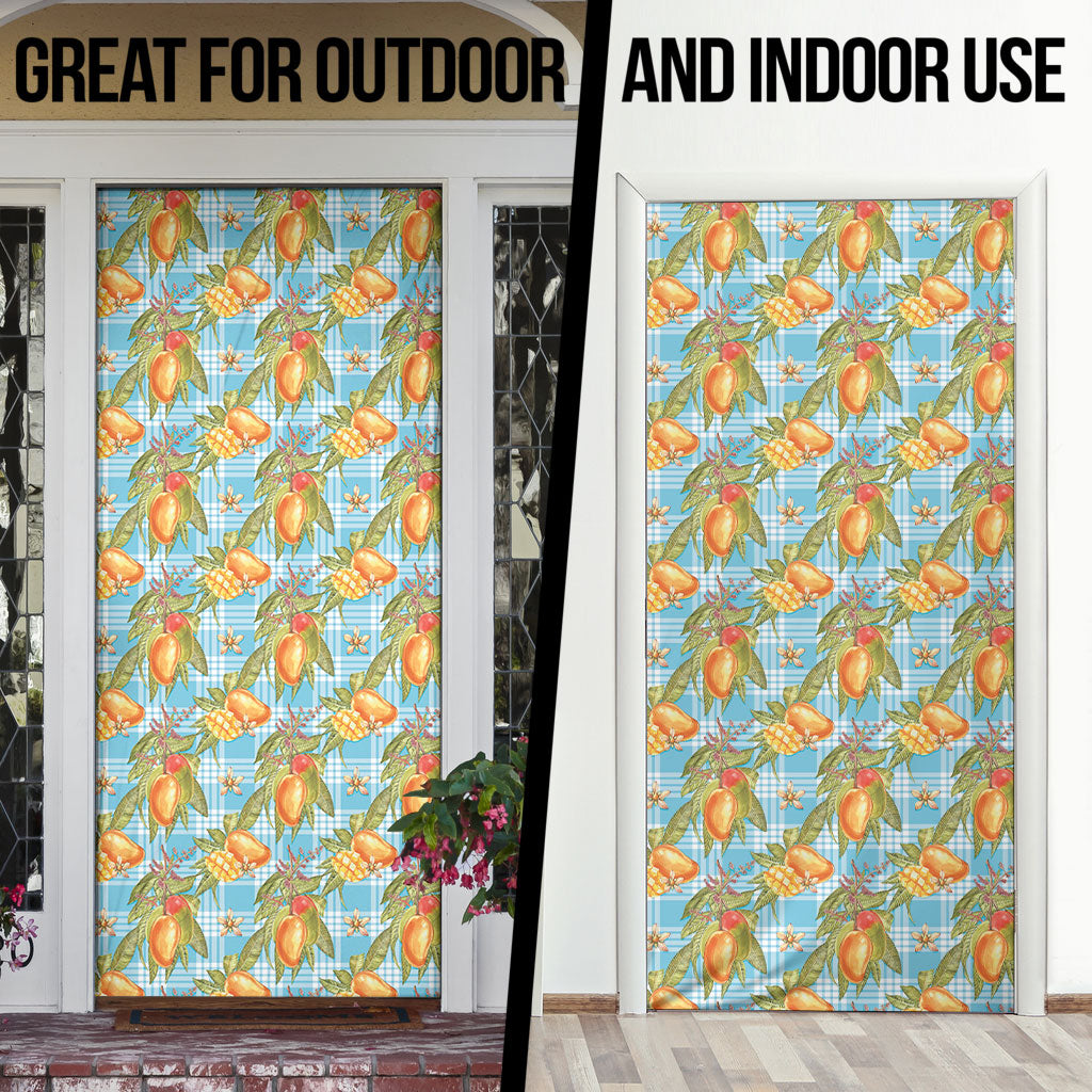 Vintage Hawaii Mango Door Cover Blue Hawaiian Palaka LT05 - Polynesian Pride