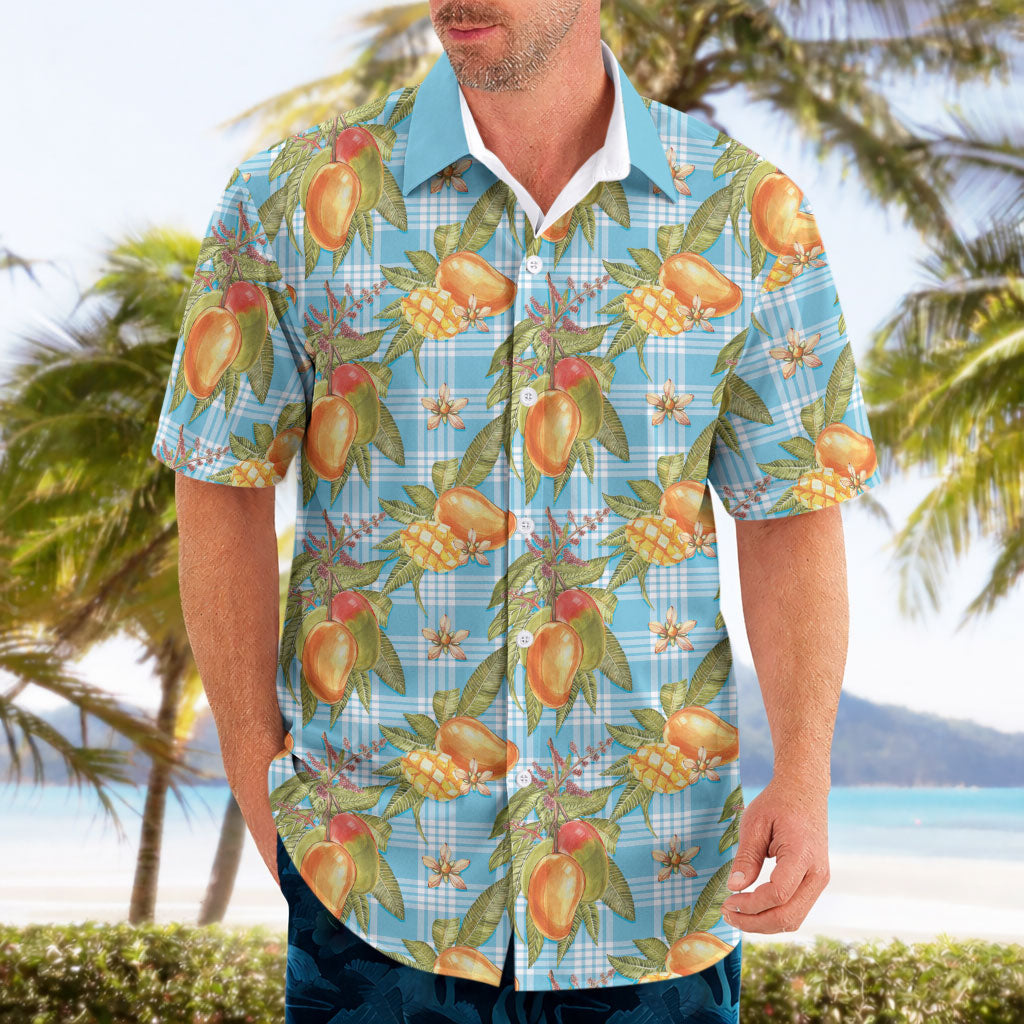 Vintage Hawaii Mango Hawaiian Shirt Blue Hawaiian Palaka LT05 - Polynesian Pride