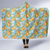 Vintage Hawaii Mango Hooded Blanket Blue Hawaiian Palaka LT05 One Size Blue - Polynesian Pride