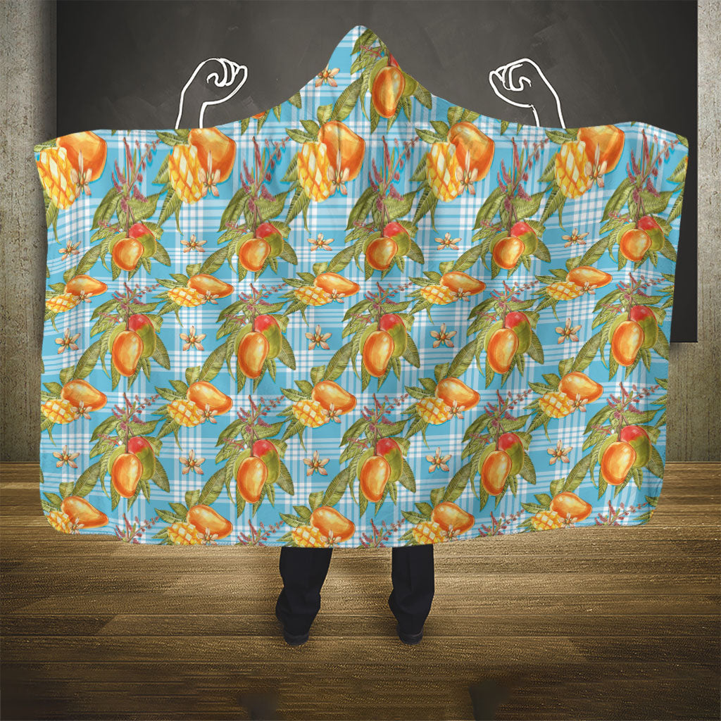 Vintage Hawaii Mango Hooded Blanket Blue Hawaiian Palaka LT05 - Polynesian Pride
