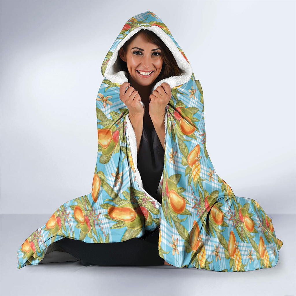 Vintage Hawaii Mango Hooded Blanket Blue Hawaiian Palaka LT05 - Polynesian Pride