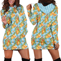 Vintage Hawaii Mango Hoodie Dress Blue Hawaiian Palaka LT05 - Polynesian Pride