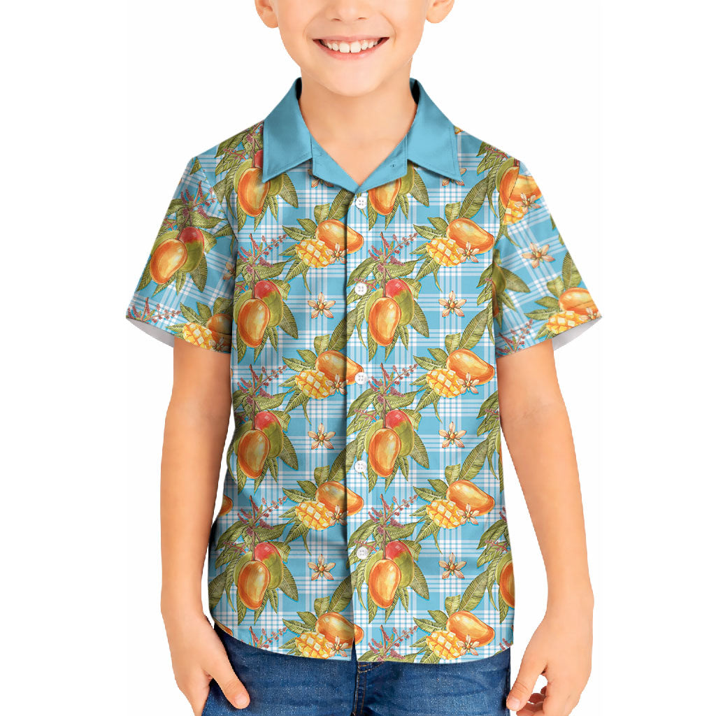 Vintage Hawaii Mango Kid Hawaiian Shirt Blue Hawaiian Palaka LT05 Kid Blue - Polynesian Pride