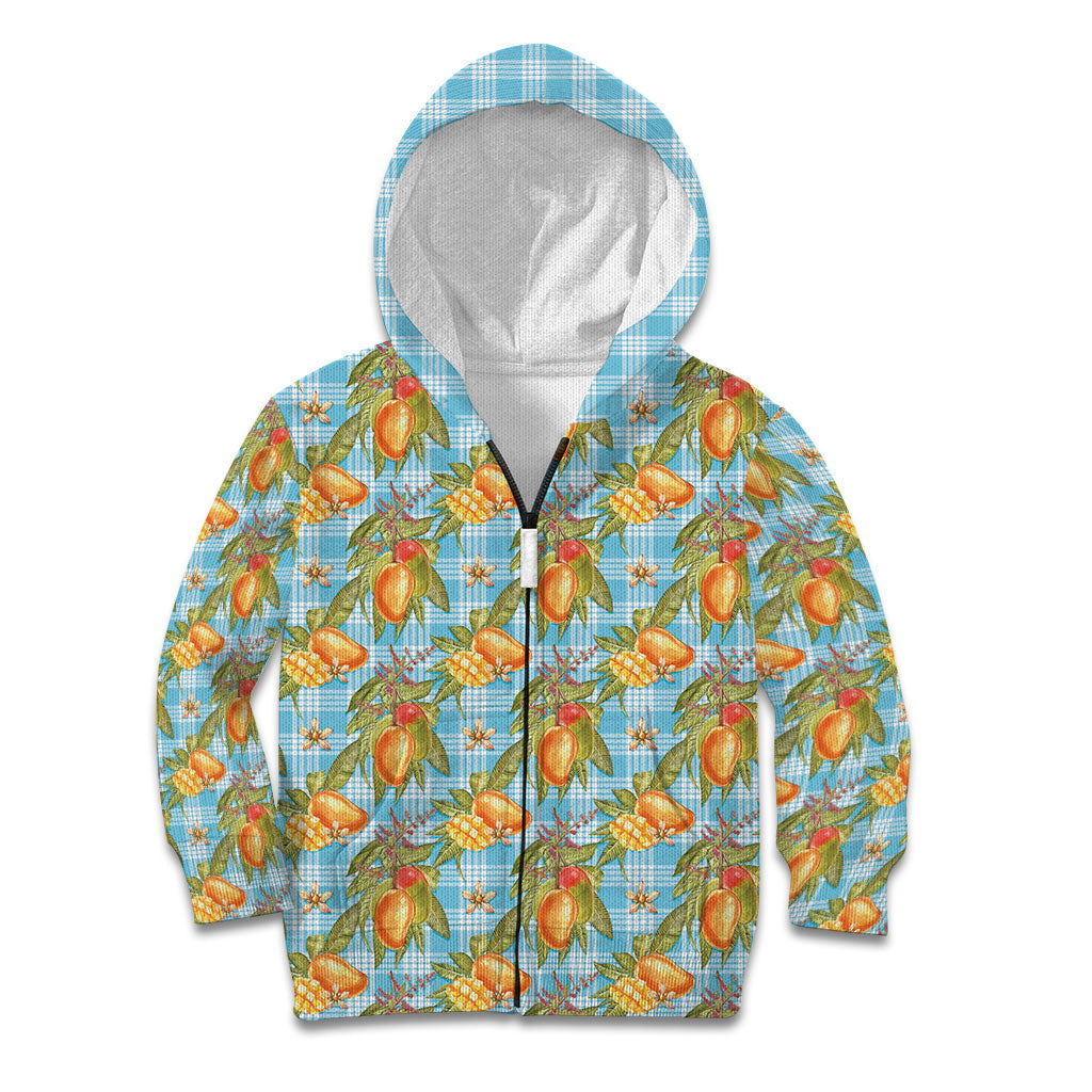 Vintage Hawaii Mango Kid Hoodie Blue Hawaiian Palaka LT05 Zip Hoodie Blue - Polynesian Pride