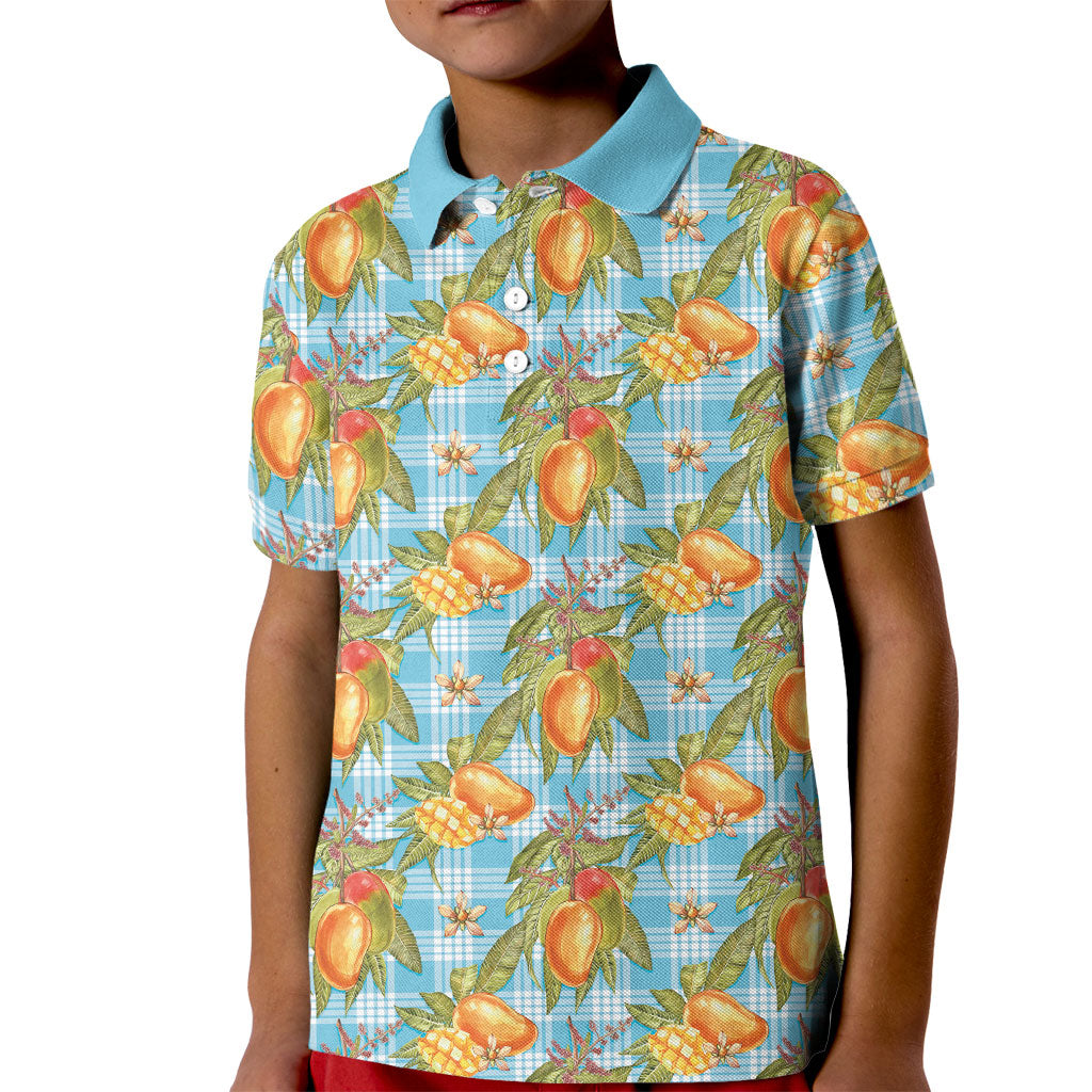 Vintage Hawaii Mango Kid Polo Shirt Blue Hawaiian Palaka LT05 Kid Blue - Polynesian Pride