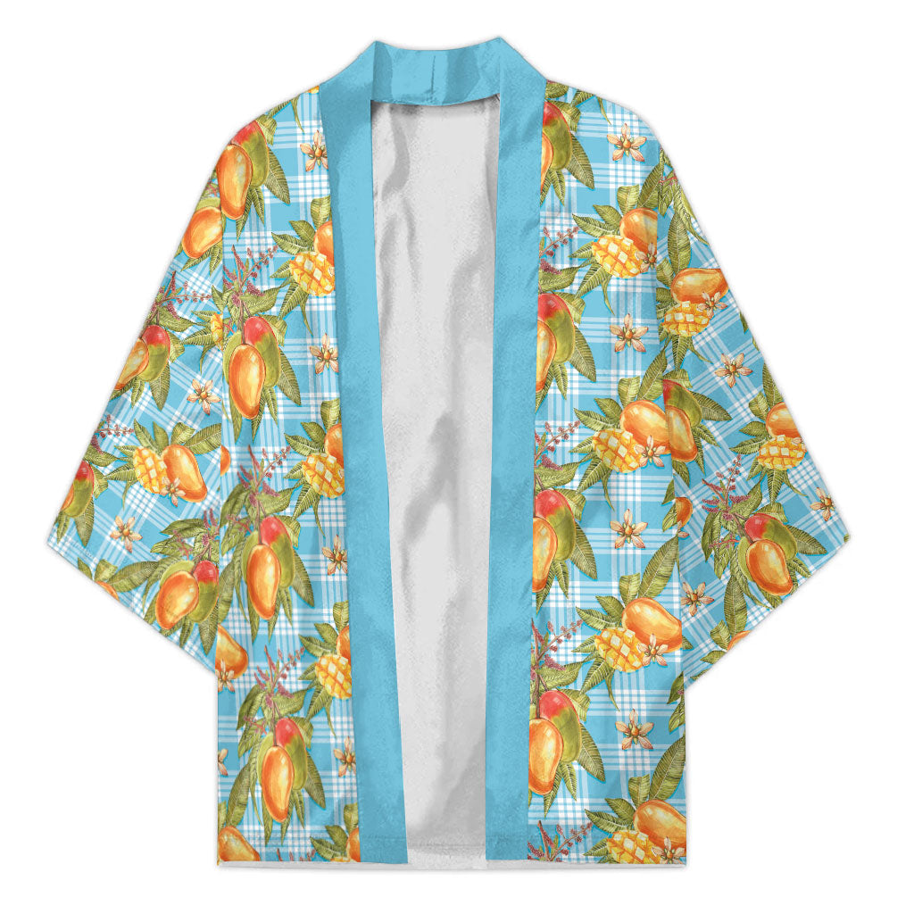 Vintage Hawaii Mango Kimono Blue Hawaiian Palaka LT05 Unisex Blue - Polynesian Pride