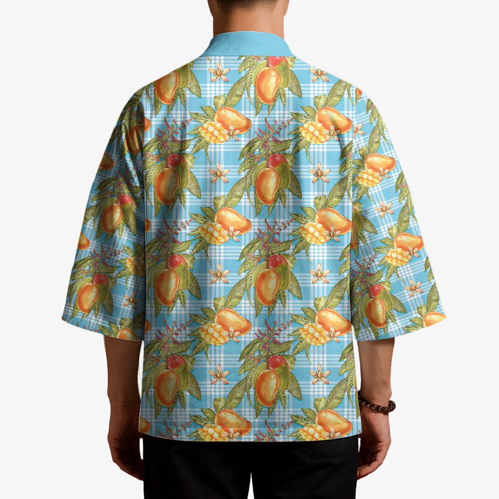 Vintage Hawaii Mango Kimono Blue Hawaiian Palaka LT05 - Polynesian Pride