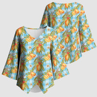 Vintage Hawaii Mango Kimono Sleeve Blouse Blue Hawaiian Palaka LT05 - Polynesian Pride