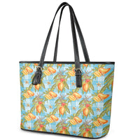 Vintage Hawaii Mango Leather Tote Bag Blue Hawaiian Palaka LT05 - Polynesian Pride