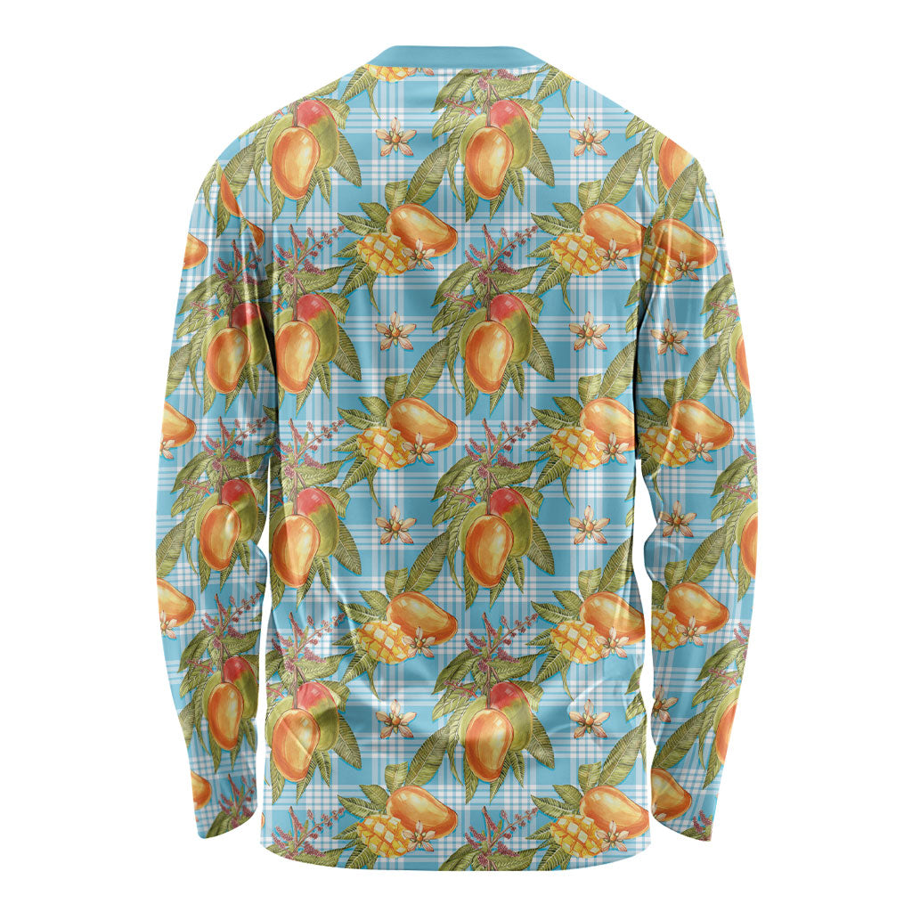 Vintage Hawaii Mango Long Sleeve Shirt Blue Hawaiian Palaka LT05 - Polynesian Pride