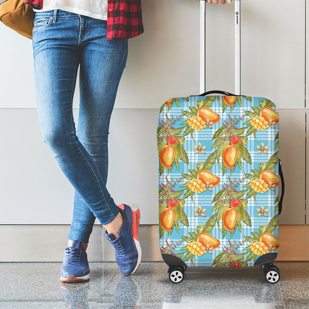 Vintage Hawaii Mango Luggage Cover Blue Hawaiian Palaka LT05 - Polynesian Pride