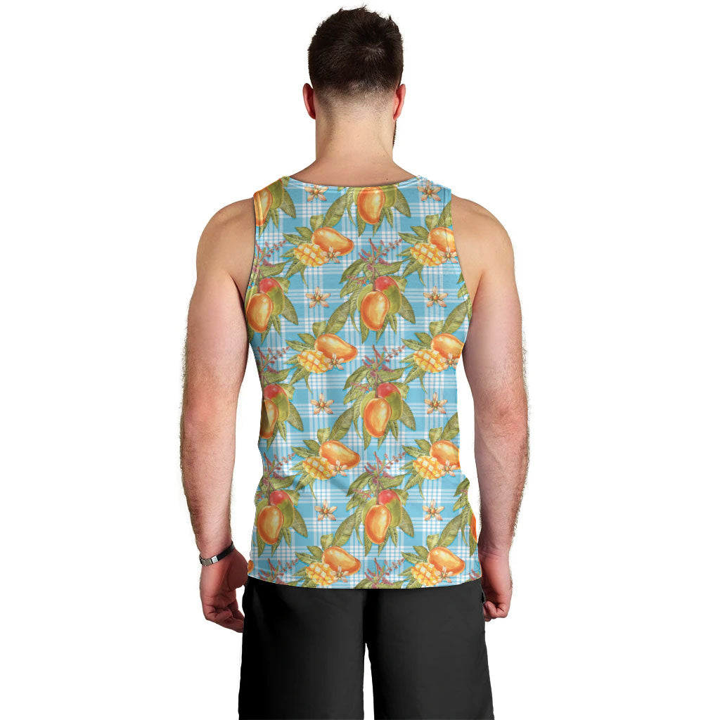 Vintage Hawaii Mango Men Tank Top Blue Hawaiian Palaka LT05 - Polynesian Pride