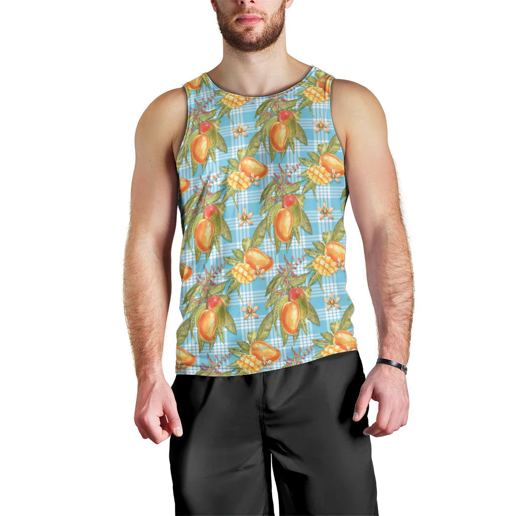 Vintage Hawaii Mango Men Tank Top Blue Hawaiian Palaka LT05 - Polynesian Pride