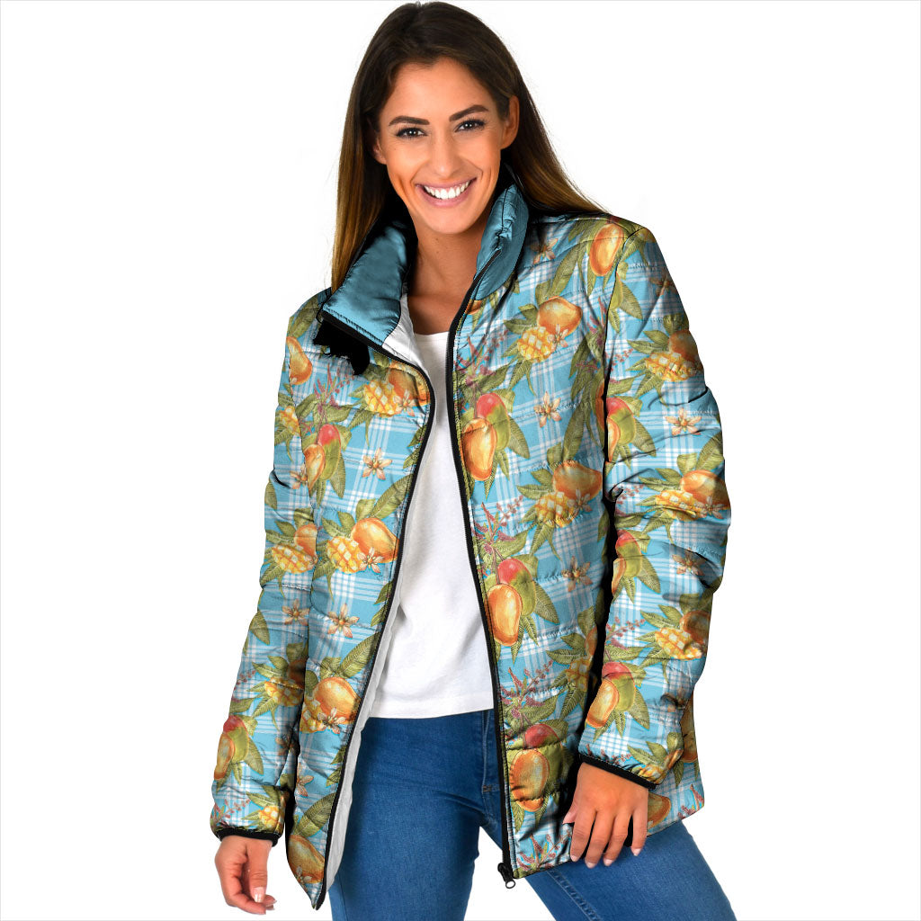 Vintage Hawaii Mango Padded Jacket Blue Hawaiian Palaka LT05 Women Blue - Polynesian Pride