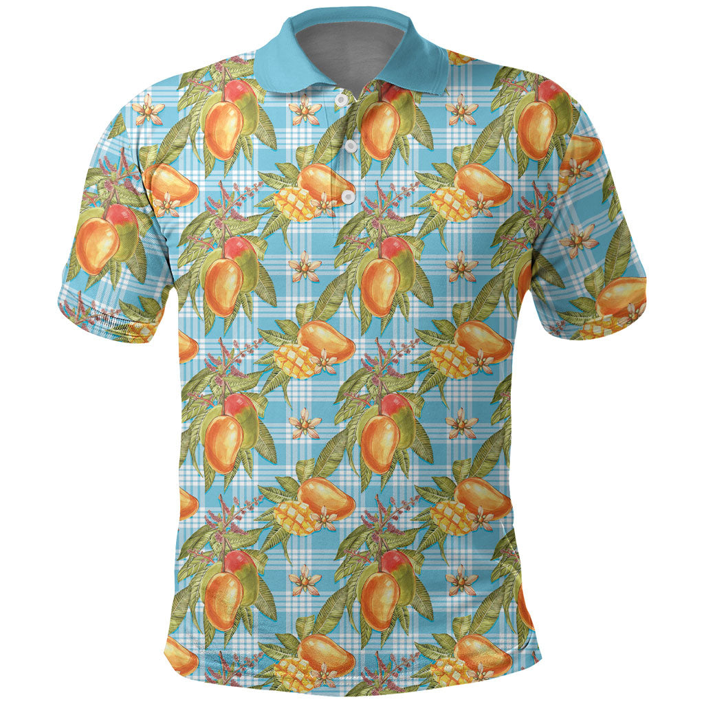 Vintage Hawaii Mango Polo Shirt Blue Hawaiian Palaka LT05 Blue - Polynesian Pride