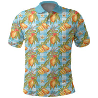 Vintage Hawaii Mango Polo Shirt Blue Hawaiian Palaka LT05 Blue - Polynesian Pride