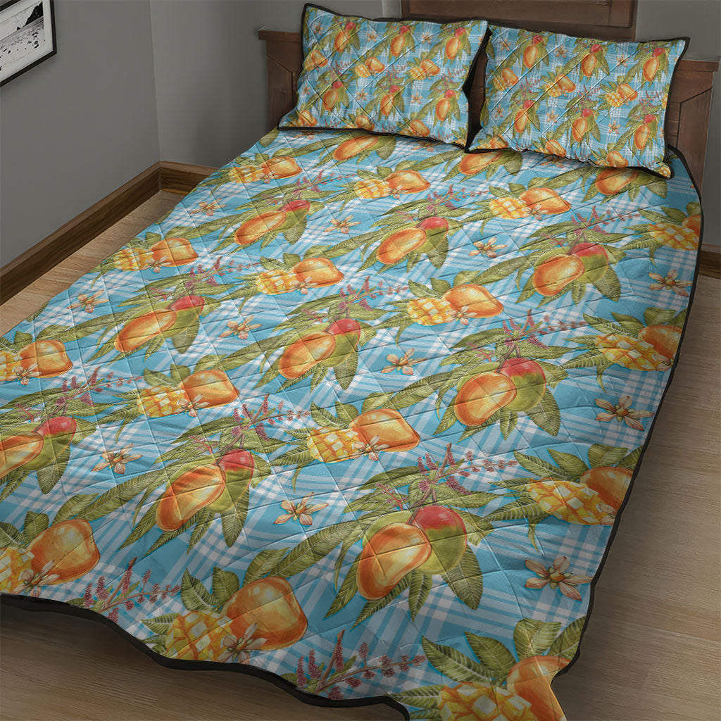 Vintage Hawaii Mango Quilt Bed Set Blue Hawaiian Palaka LT05 - Polynesian Pride