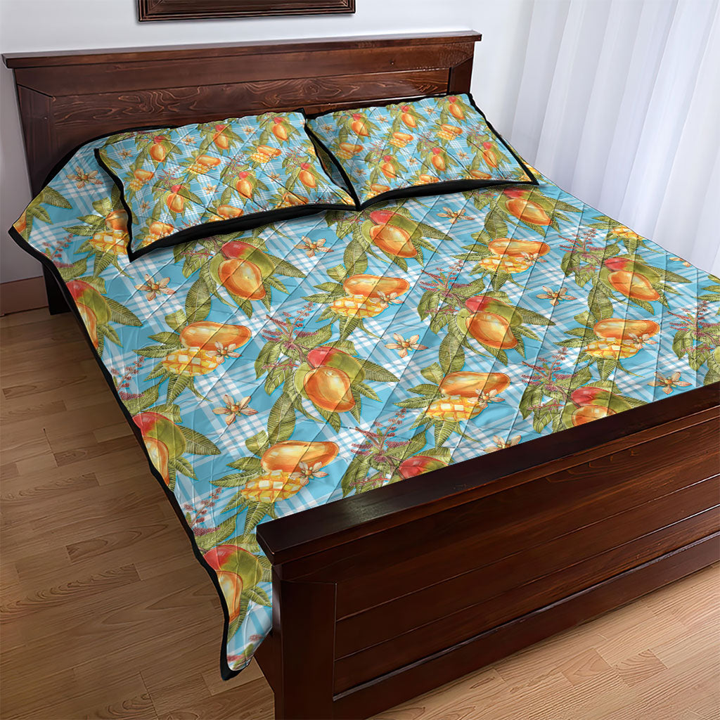 Vintage Hawaii Mango Quilt Bed Set Blue Hawaiian Palaka LT05 - Polynesian Pride