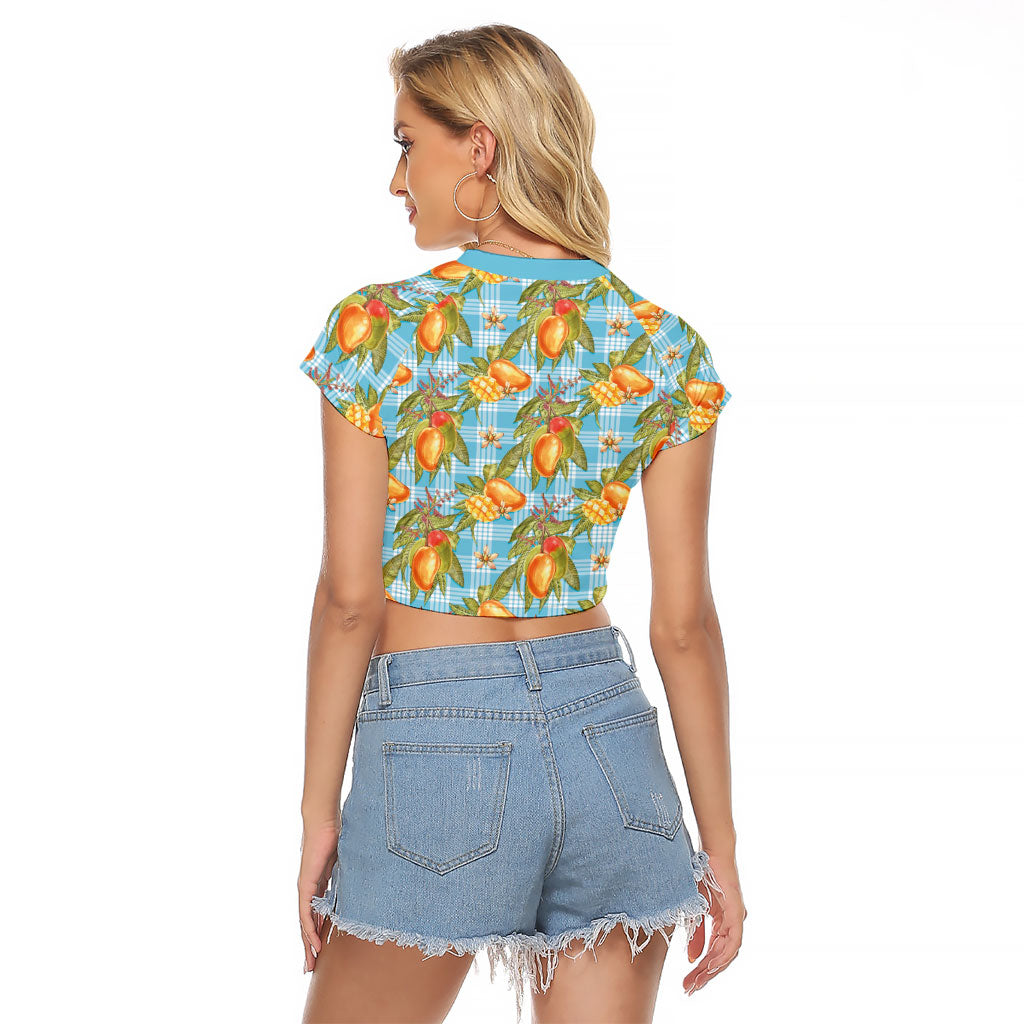 Vintage Hawaii Mango Raglan Cropped T Shirt Blue Hawaiian Palaka LT05 - Polynesian Pride