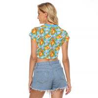 Vintage Hawaii Mango Raglan Cropped T Shirt Blue Hawaiian Palaka LT05 - Polynesian Pride