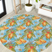 Vintage Hawaii Mango Round Carpet Blue Hawaiian Palaka LT05 Blue - Polynesian Pride