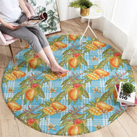 Vintage Hawaii Mango Round Carpet Blue Hawaiian Palaka LT05 - Polynesian Pride