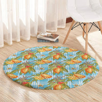 Vintage Hawaii Mango Round Carpet Blue Hawaiian Palaka LT05 - Polynesian Pride