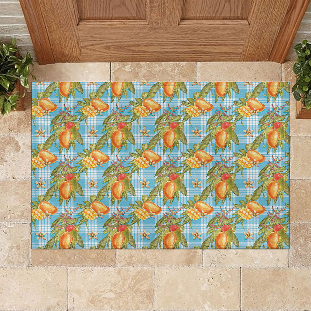 Vintage Hawaii Mango Rubber Doormat Blue Hawaiian Palaka LT05 Blue - Polynesian Pride