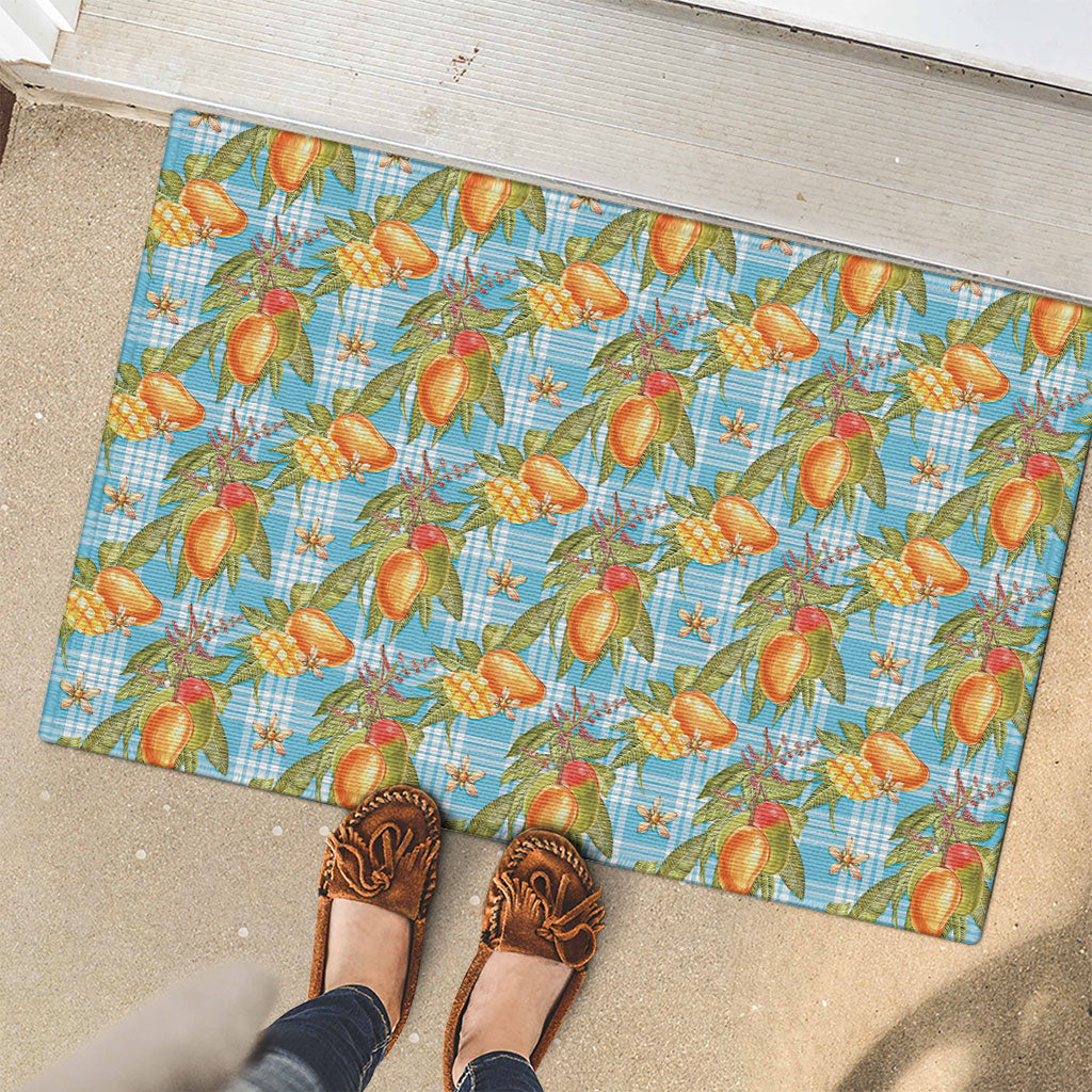 Vintage Hawaii Mango Rubber Doormat Blue Hawaiian Palaka LT05 - Polynesian Pride