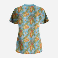 Vintage Hawaii Mango Scrub Top Blue Hawaiian Palaka LT05 - Polynesian Pride