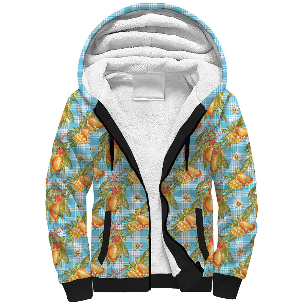 Vintage Hawaii Mango Sherpa Hoodie Blue Hawaiian Palaka LT05 Unisex Blue - Polynesian Pride