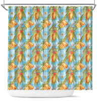 Vintage Hawaii Mango Shower Curtain Blue Hawaiian Palaka LT05 Blue - Polynesian Pride