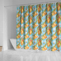 Vintage Hawaii Mango Shower Curtain Blue Hawaiian Palaka LT05 - Polynesian Pride