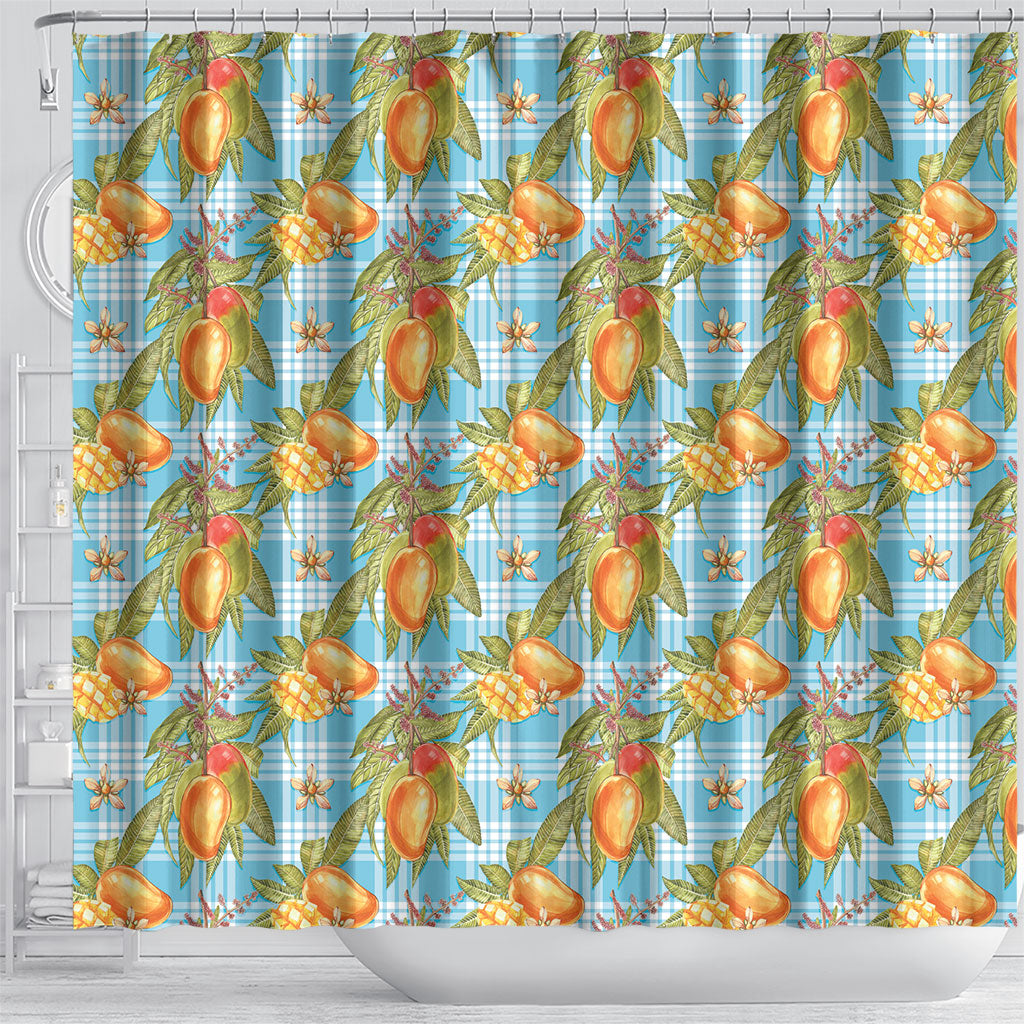 Vintage Hawaii Mango Shower Curtain Blue Hawaiian Palaka LT05 - Polynesian Pride