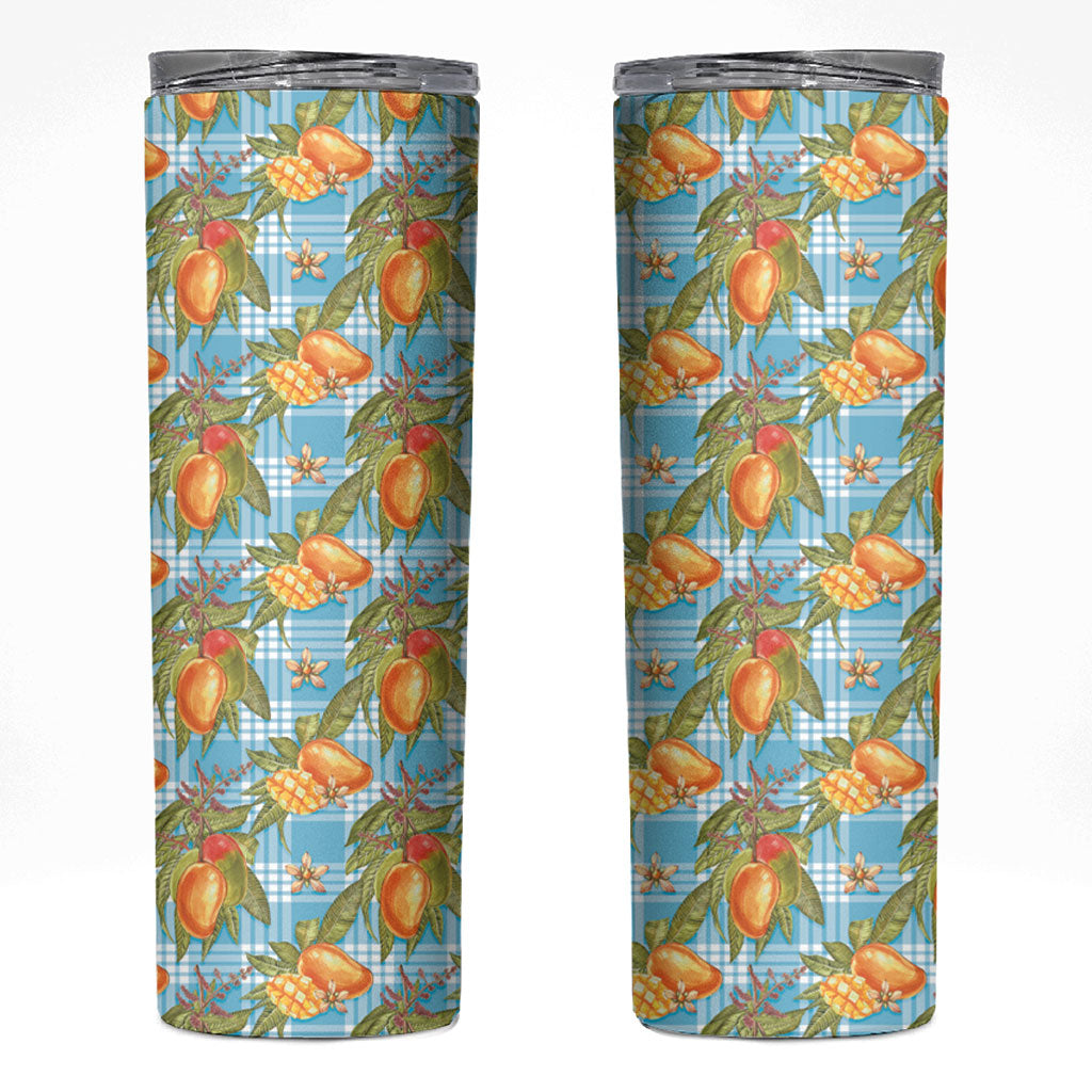 Vintage Hawaii Mango Skinny Tumbler Blue Hawaiian Palaka LT05 Blue - Polynesian Pride