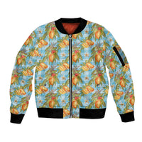 Vintage Hawaii Mango Sleeve Zip Bomber Jacket Blue Hawaiian Palaka LT05 Unisex Blue - Polynesian Pride