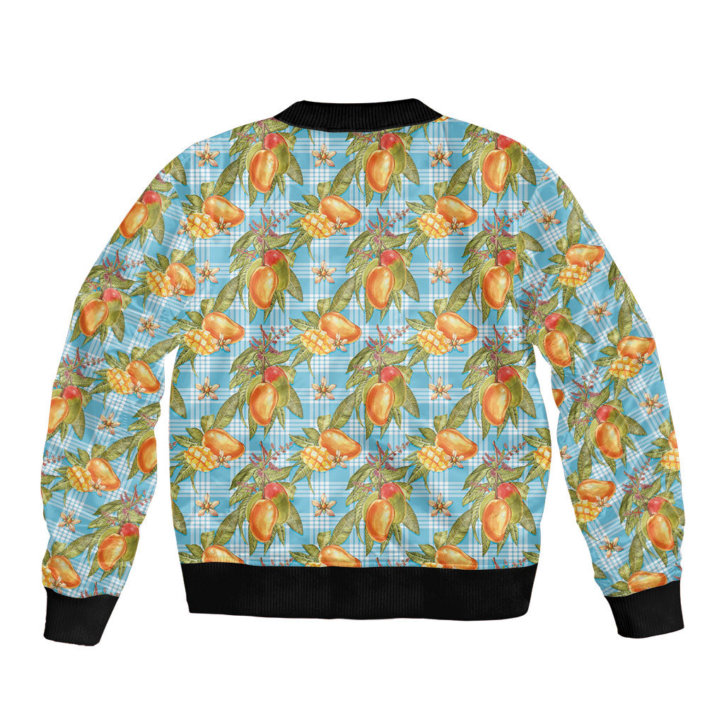 Vintage Hawaii Mango Sleeve Zip Bomber Jacket Blue Hawaiian Palaka LT05 - Polynesian Pride