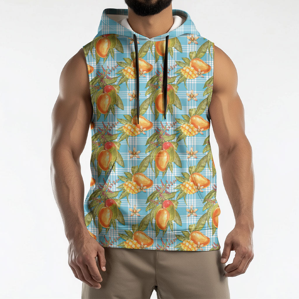 Vintage Hawaii Mango Sleeveless Hoodie Blue Hawaiian Palaka LT05 - Polynesian Pride