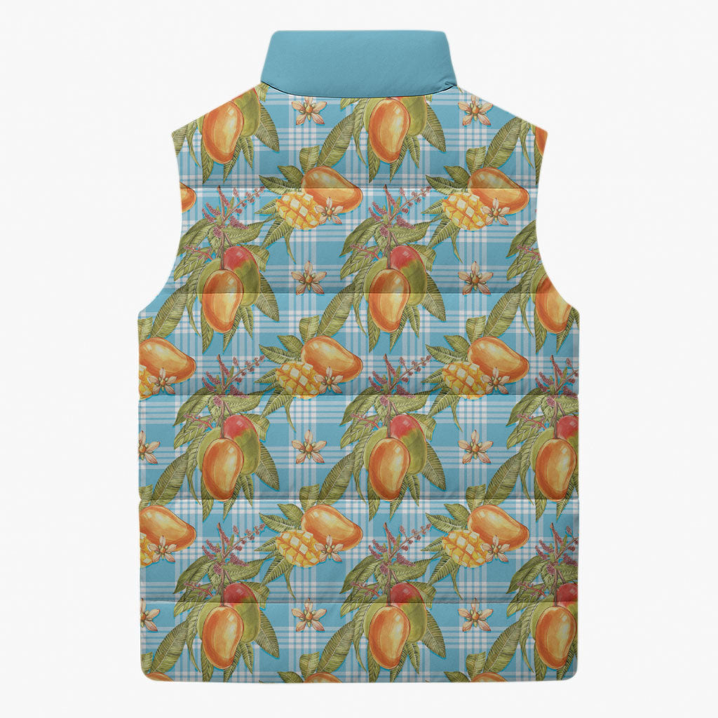 Vintage Hawaii Mango Sleeveless Puffer Jacket Blue Hawaiian Palaka LT05 - Polynesian Pride