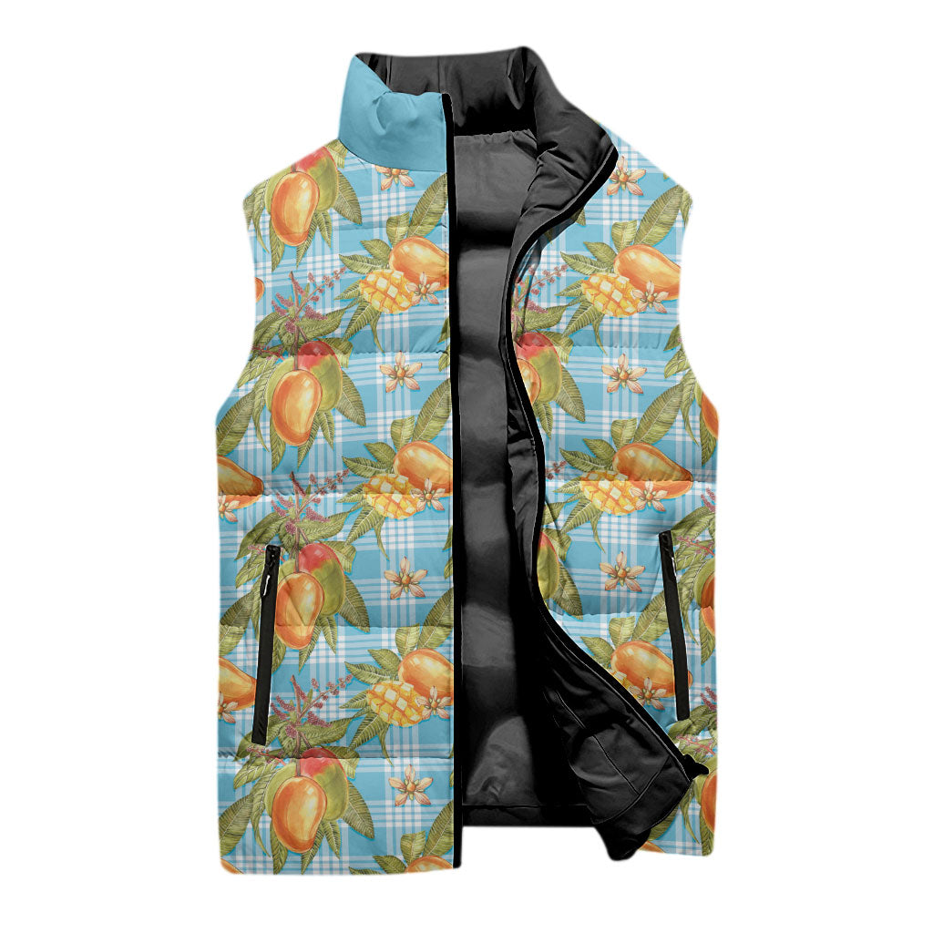 Vintage Hawaii Mango Sleeveless Puffer Jacket Blue Hawaiian Palaka LT05 - Polynesian Pride