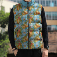Vintage Hawaii Mango Sleeveless Puffer Jacket Blue Hawaiian Palaka LT05 - Polynesian Pride