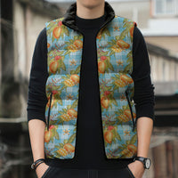 Vintage Hawaii Mango Sleeveless Puffer Jacket Blue Hawaiian Palaka LT05 - Polynesian Pride