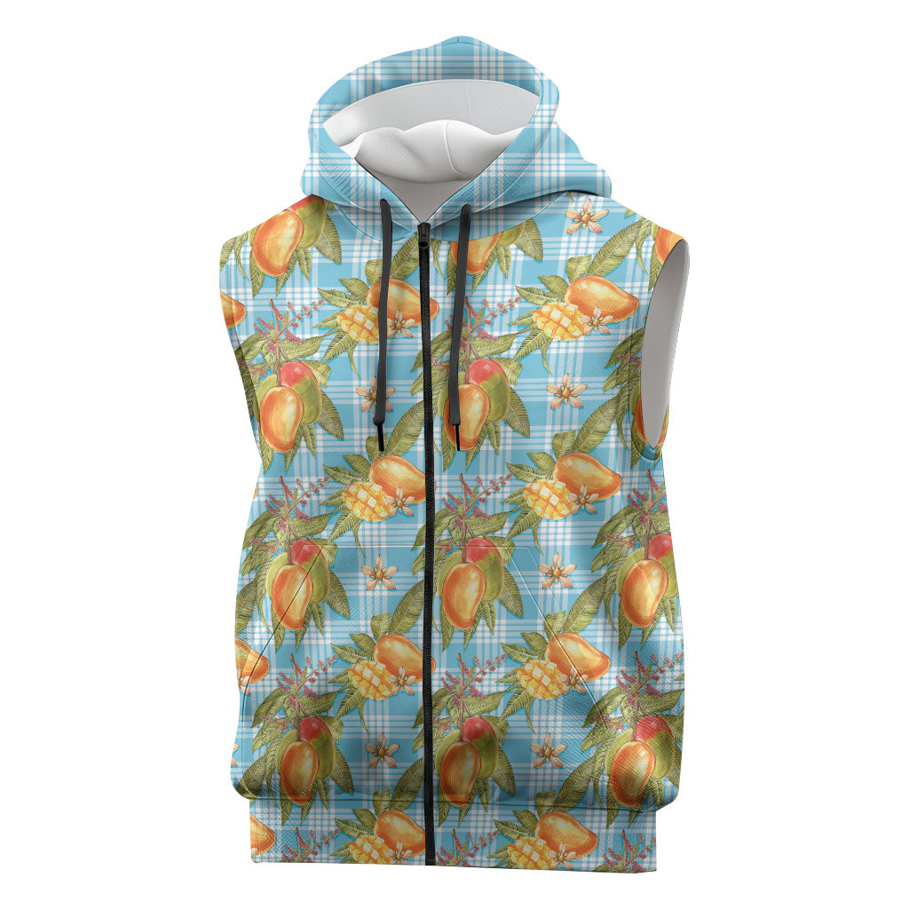 Vintage Hawaii Mango Sleeveless Zip Hoodie Blue Hawaiian Palaka LT05 Blue - Polynesian Pride