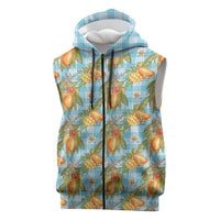Vintage Hawaii Mango Sleeveless Zip Hoodie Blue Hawaiian Palaka LT05 Blue - Polynesian Pride