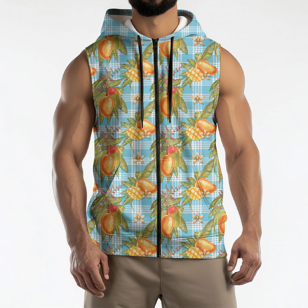 Vintage Hawaii Mango Sleeveless Zip Hoodie Blue Hawaiian Palaka LT05 - Polynesian Pride