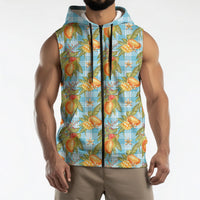 Vintage Hawaii Mango Sleeveless Zip Hoodie Blue Hawaiian Palaka LT05 - Polynesian Pride
